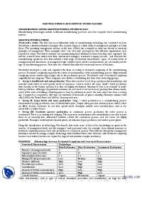 Manufacturing And Service Technologies-Organization Theory and Design-Handouts