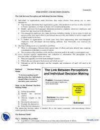 The Link between Perception and Individual Decision Making ...