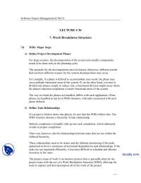 Work Breakdown Structure, Major Steps-Software Project Management-Lecture Notes