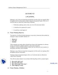 Planning, Project Planning Activities-Software Project Management-Lecture Notes
