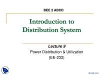 Introduction to Power Distribution System-Energy, Power Grid, Distribution and Utilization-Lecture Slides