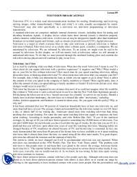 Television Broadcastings-Media Managment-Handouts