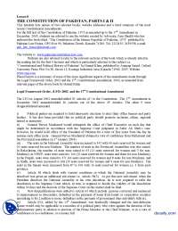 Constitutions of Pakistan-Globalization of Media-Lecture Handout