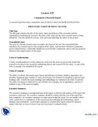 Components of Research Report-Marketing Research-Lecture Handout