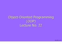 Inheritance in Classes-Object Oriented Programming-Lecture Slides - Docsity