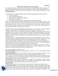 Measuring the effectiveness of an ad Campaign-Advertising and Promotion-Lecture Handout