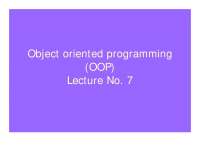 Class-Object Oriented Programming-Lecture Slides - Docsity