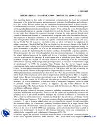 International Communication-Continuity and Change-International Communication-Lecture Handout