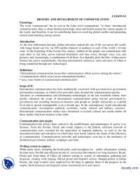 History and Developmetn of Communication-International Communication-Lecture Handout