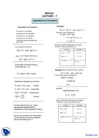 Operations on Functions-General Mathematics-Lecture Handout