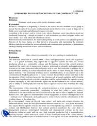 Apparoaches to Theorizing of International Communication