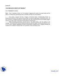 Globalization of Media-Globalization of Media-Lecture Handout