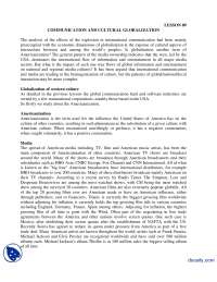 Communication and Cultural Globalization-International Communication-Lecture Handout