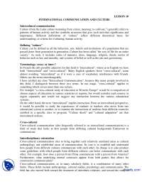 International Commucnication and Culture-International Communication-Lecture Handout
