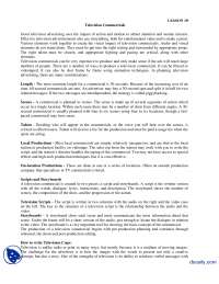 Television Commercials-Advertising and Promotion-Lecture Handout