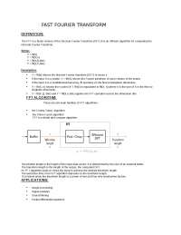Fast Fourier Transform: Algorithm, Applications, and Syntax