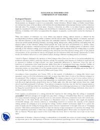 Ecological Theories And Comparison Of Theories-Environmental Psychology-Handout