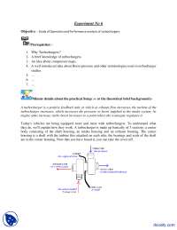 Study Of Operation And Performance Analysis Of Turbochargers-Turbomecines-Labs
