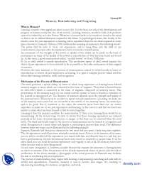 Memory Remembering And Forgetting-Educational Psycology-Lecture Handouts