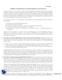 Common Assumptions Of Environmental Psychology-Environmental Psychology-Handout