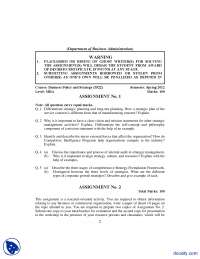 Business Policy and Strategy-Business Managment-Assignmnet