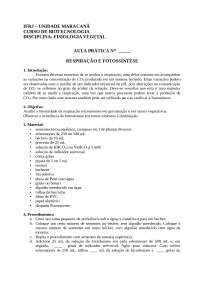 Respiração e Fotossíntese (Roteiro de Prática)