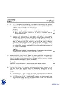 Absolute And Reasonable Assurance Representations By Management Advanced Auditing And Taxation Exam Paper Docsity