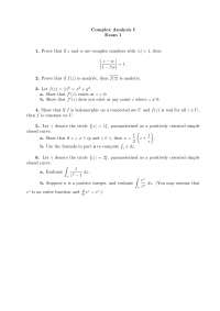 Exam I Questions for Complex Analysis I | MATH 5423 - Docsity