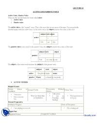 Active and Passive Voice-Journalistic Writing-Lecture Handout