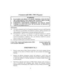 Policy Process and Policy Life Cycle-Policy Analysis and Implementation-Assignment
