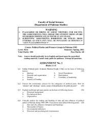 Ideology, Historical Background-Political Parties and Pressure Groups in Pakistan-Assignment