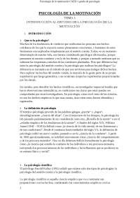 Psicologia de la motivacion tema 1 - Apuntes de Emoción en Psicología ...