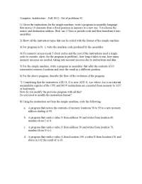 Problem Set #2 - Computer Architecture | CSC 552