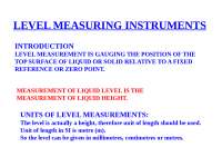Level Measuring Instruments: Principles, Methods, and Applications