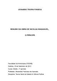 Resenha de O Príncipe - Maquiavel