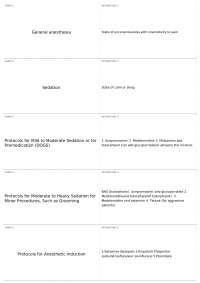 Anesthesia and Sedation Protocols for Veterinary Procedures