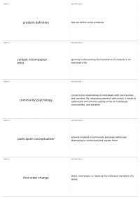 Exam 1 Book Vocab | PSY 270 - Community Psychology
