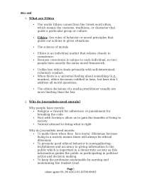 What are Ethics- Notes 1
