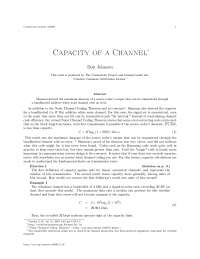Capacity of a channel, college study notes - Constraining channel code