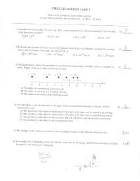 General Physics I quiz with solutions | PHSX 211 - Docsity