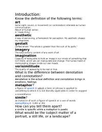 Introduction to Fine Arts - Lecture Notes | DRAM 2713