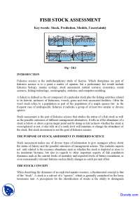 Fish Stock Assessment - Enviromental Sciences - Lecture Notes