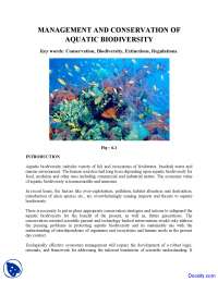 Aquatic Biodiversity - Enviromental Sciences - Lecture Notes