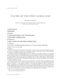 Causes of the first world war, college study notes - The first world war