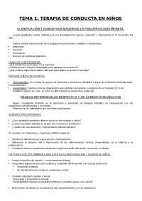 TERAPIA DE CONDUCTA EN NIÑOS - Apuntes de Psicología - Docsity