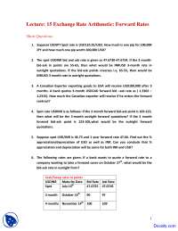 Forward Rates - International Finance - Quiz