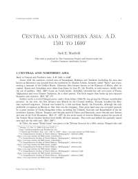 Central and Northern Asia in the 16th Century: Uzbeks, Mongols, and Russian Expansion