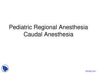 Pediatric Regional Anesthesia - Anesthesia - Lecture Slides