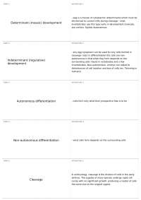 Embryonic Development: Determinant vs Indeterminant and Cleavage Stages