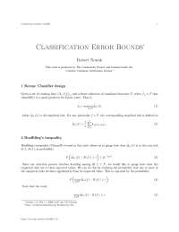 Error Bounds for Classification: Hoeffding's Inequality and Bonferroni's Bond